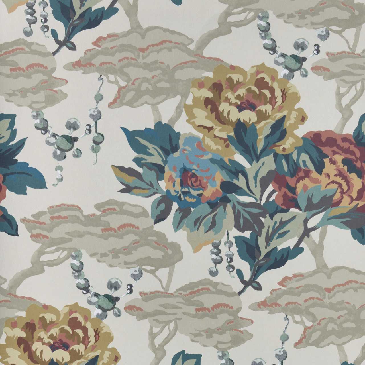 V&A Paeonia - Warm Sand Wallpaper