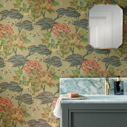 V&A Paeonia - Lacquer Gold Wallpaper