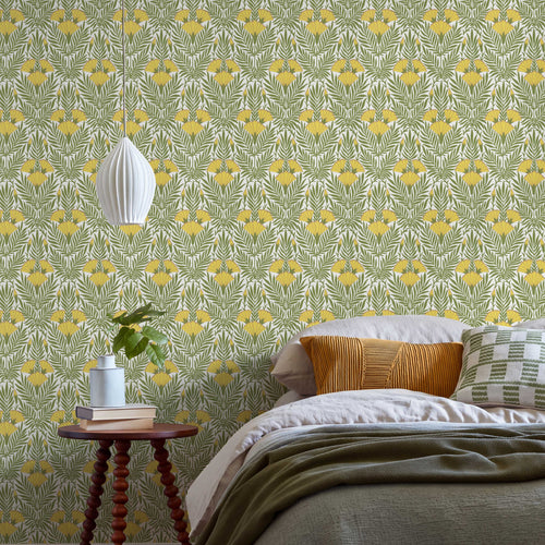 V&A Floral Fanfare - Vivid Yellow Wallpaper