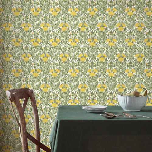 V&A Floral Fanfare - Vivid Yellow Wallpaper