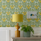 V&A Floral Fanfare - Vivid Yellow Wallpaper