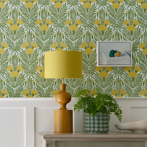 V&A Floral Fanfare - Vivid Yellow Wallpaper