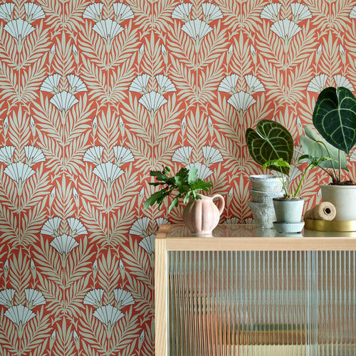 V&A Floral Fanfare - Coral Wallpaper