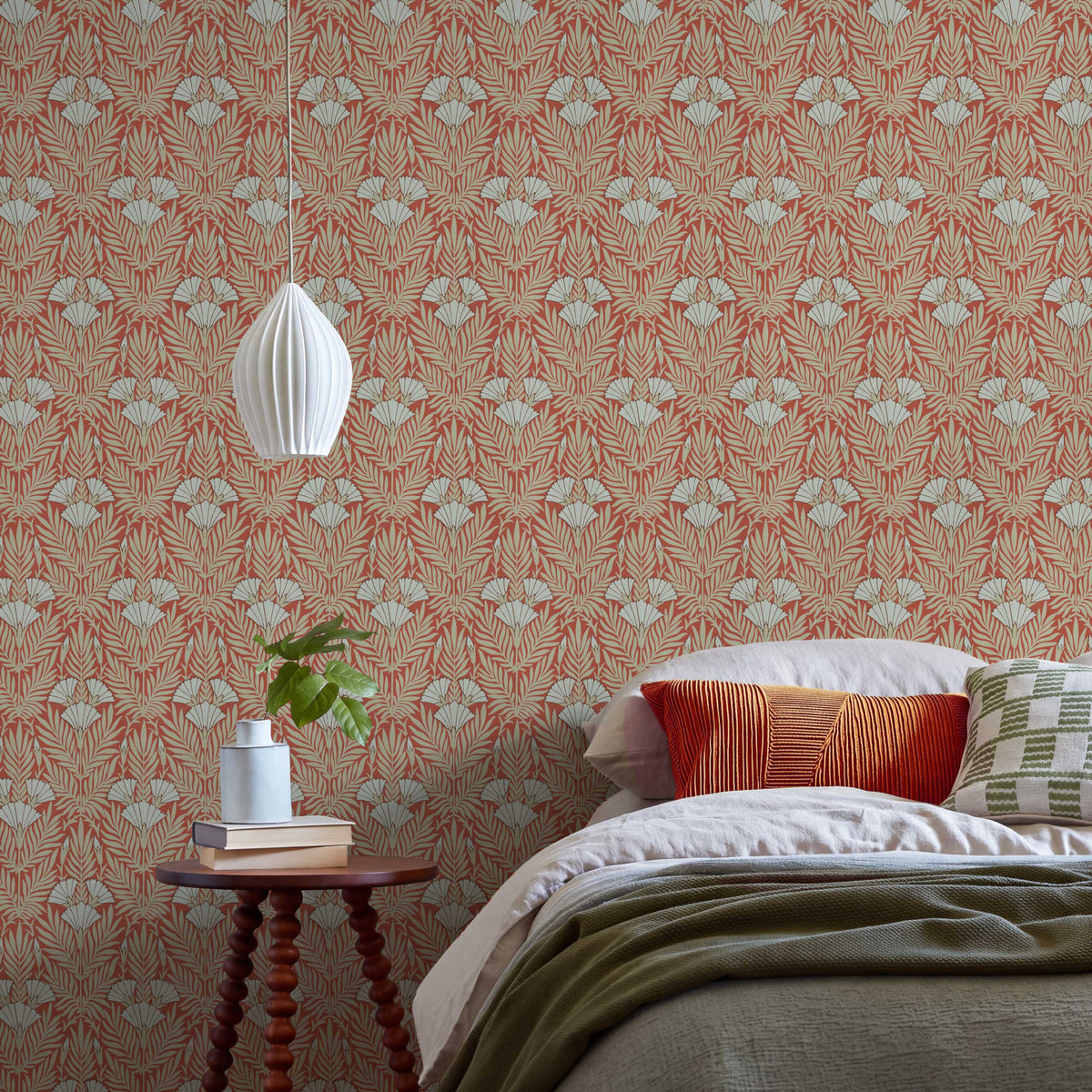 V&A Floral Fanfare - Coral Wallpaper