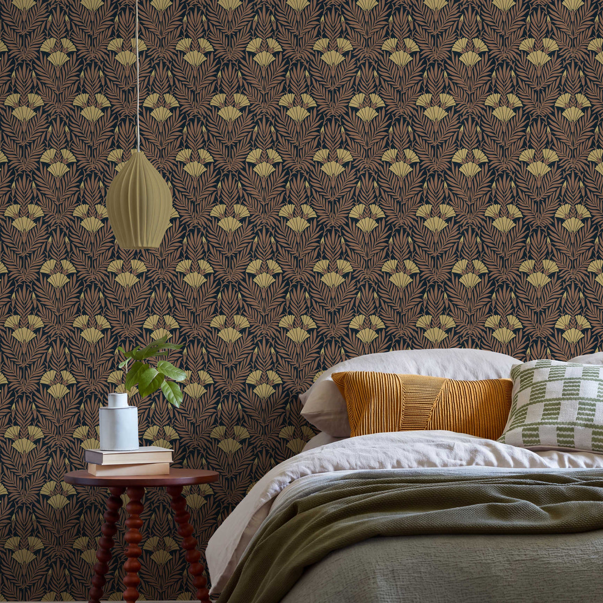 V&A Floral Fanfare - Burnt Orange Wallpaper