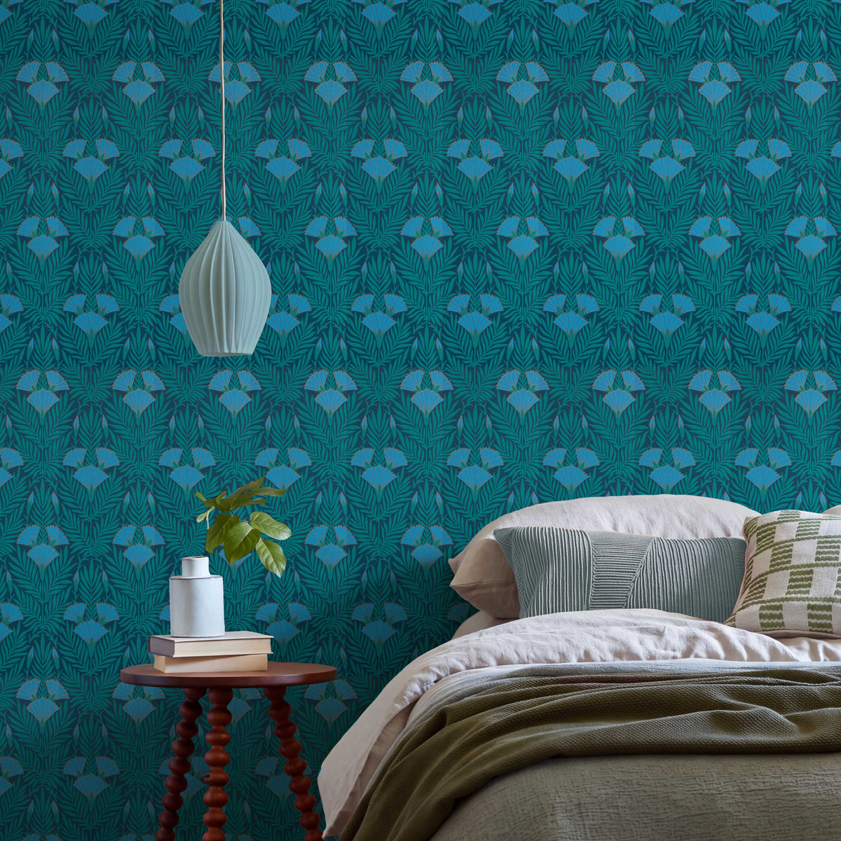 V&A Floral Fanfare - Cornflower Blue Wallpaper