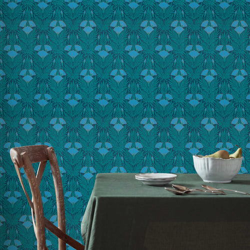 V&A Floral Fanfare - Cornflower Blue Wallpaper