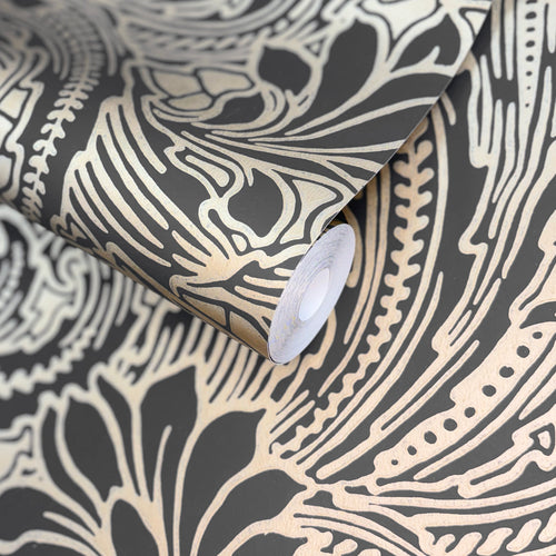 V&A Eden - Midnight Black and Gold Wallpaper