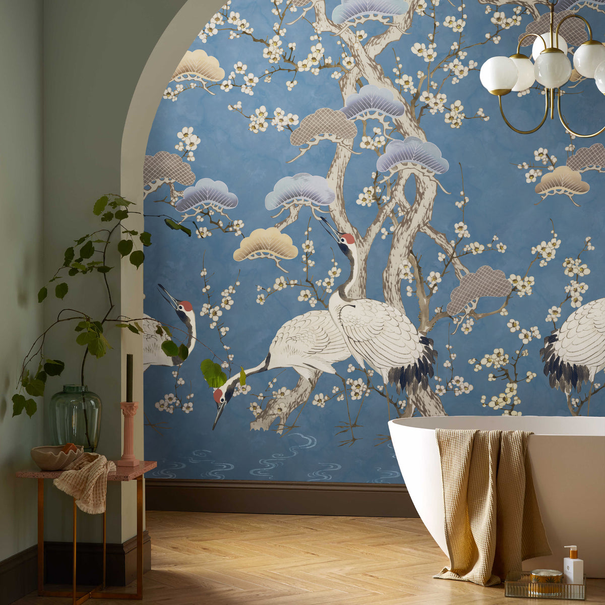 V&A Kyoto Blossom - Prussian Blue Wall Mural