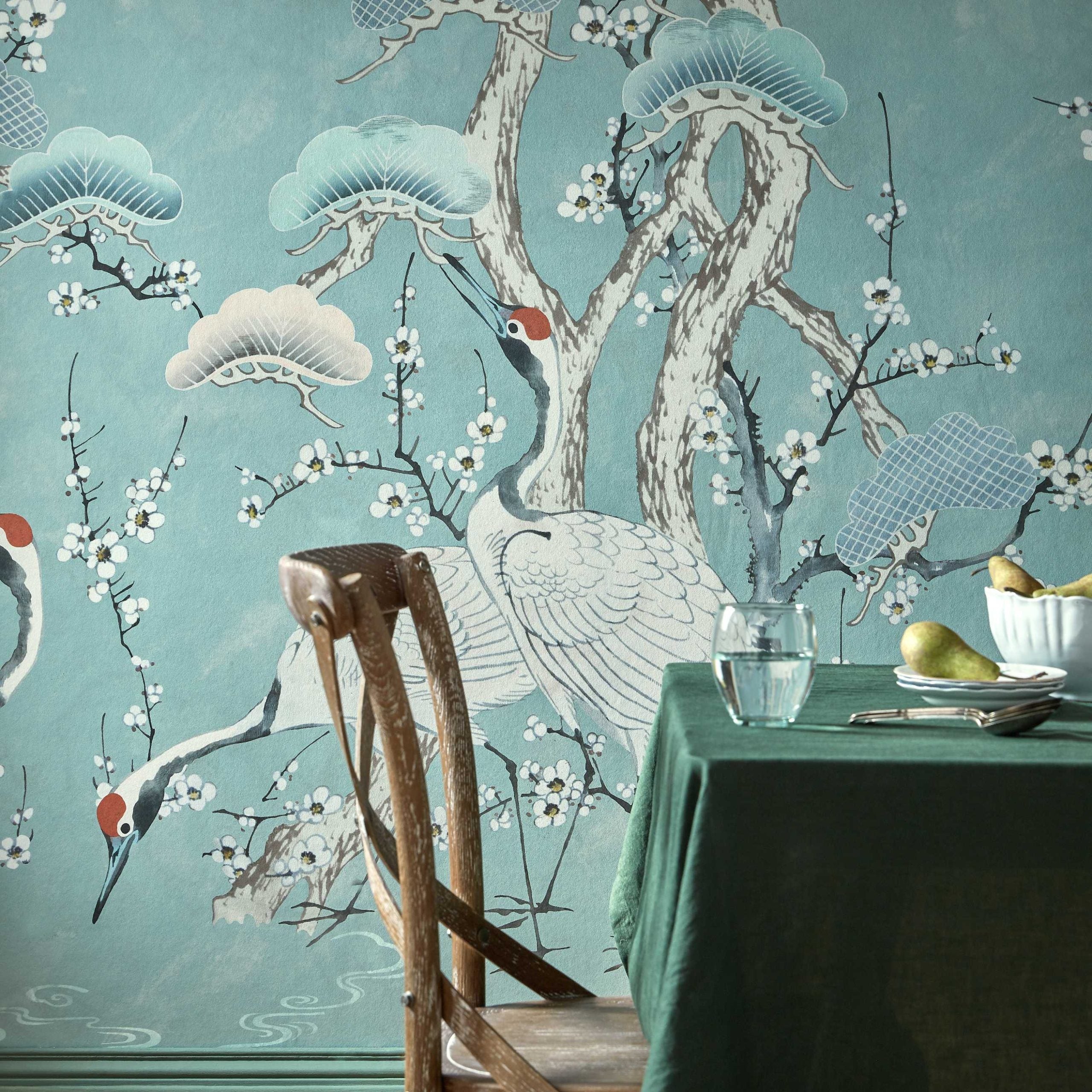 V&A Kyoto Blossom - Mist Blue Wall Mural