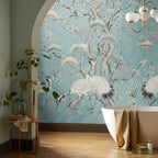 V&A Kyoto Blossom - Mist Blue Wall Mural
