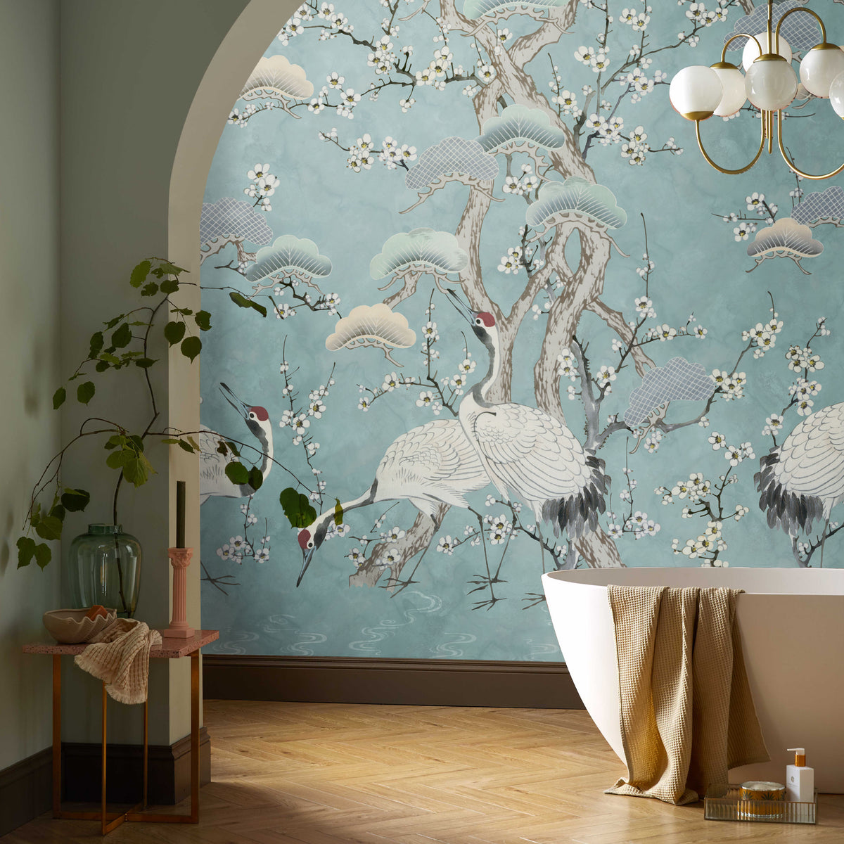 V&A Kyoto Blossom - Mist Blue Wall Mural