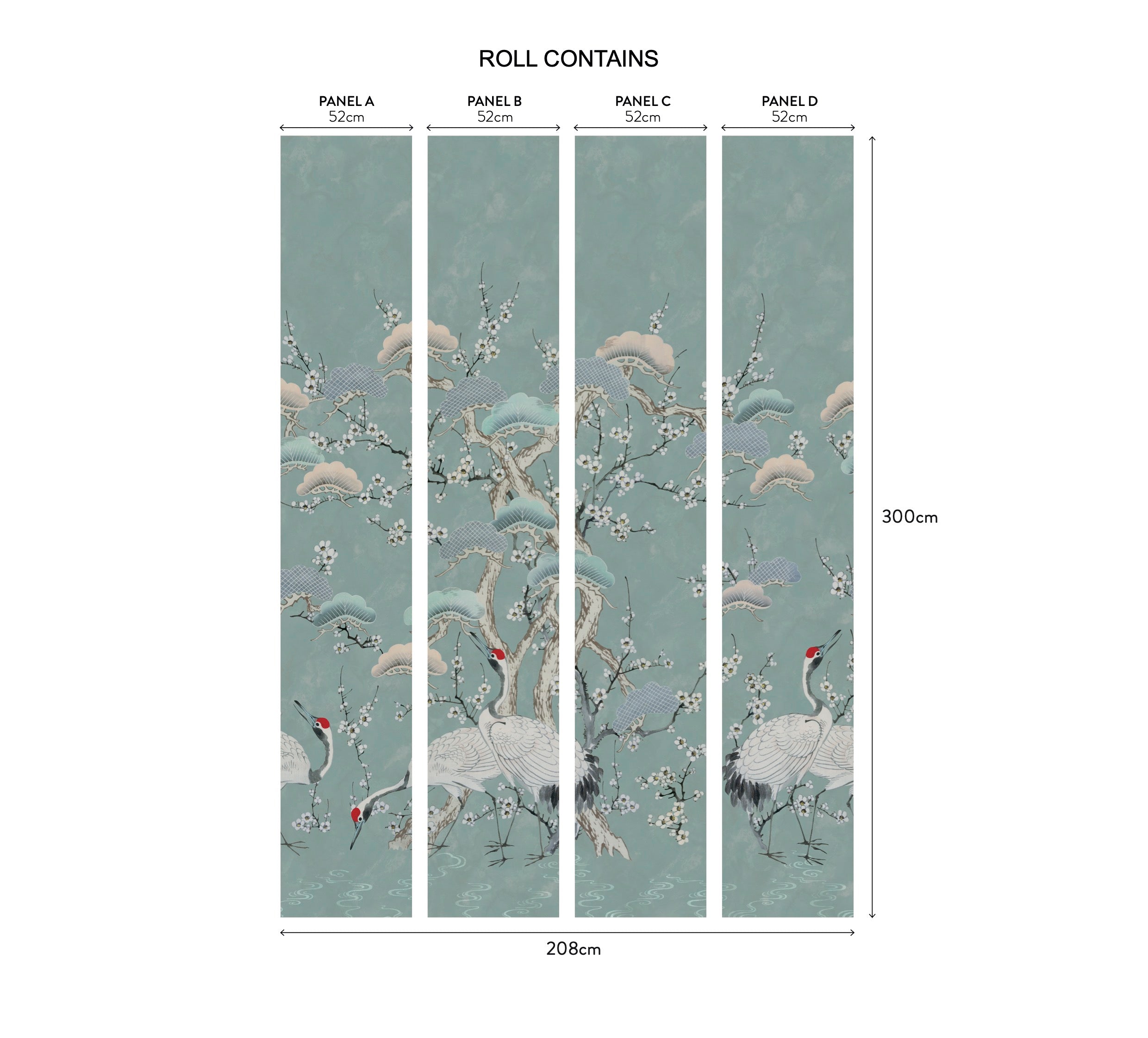 V&A Kyoto Blossom - Mist Blue Wall Mural