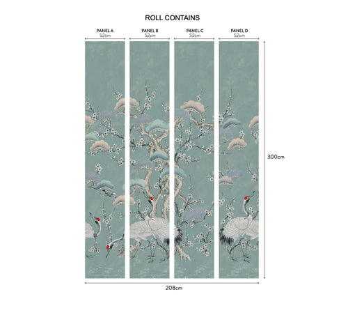 V&A Kyoto Blossom - Mist Blue Wall Mural