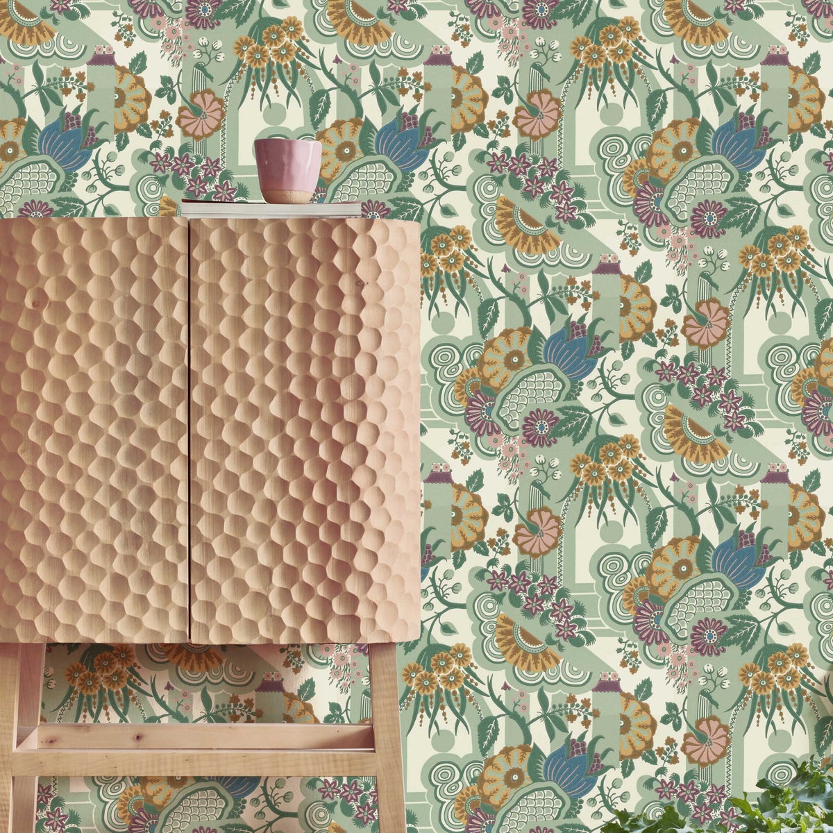 V&A Pineapple Garden - Sage Green Wallpaper