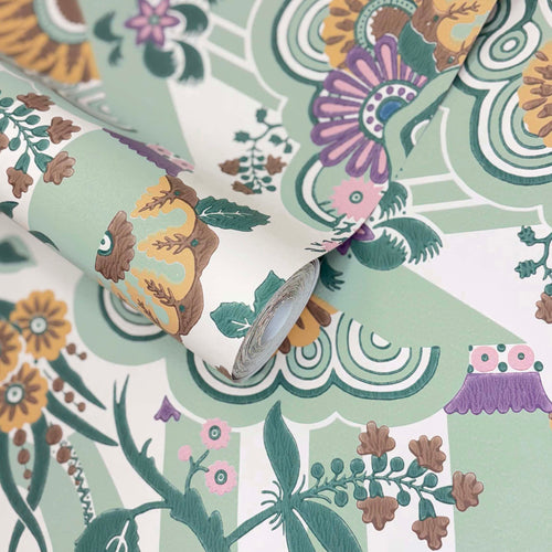 V&A Pineapple Garden - Sage Green Wallpaper