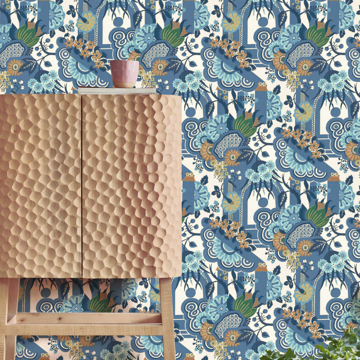 V&A Pineapple Garden - Colbalt Blue Wallpaper