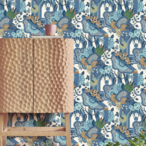 V&A Pineapple Garden - Colbalt Blue Wallpaper