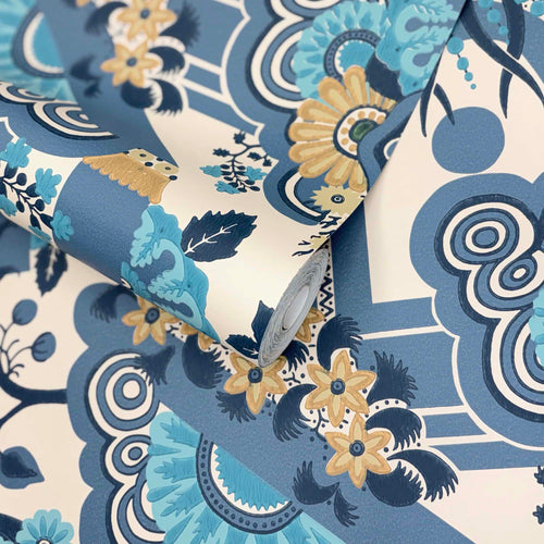 V&A Pineapple Garden - Colbalt Blue Wallpaper
