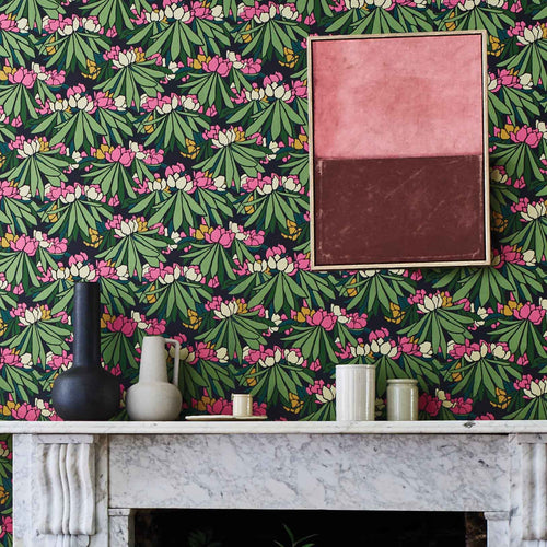 V&A Rhododendron - Magenta Pink Wallpaper