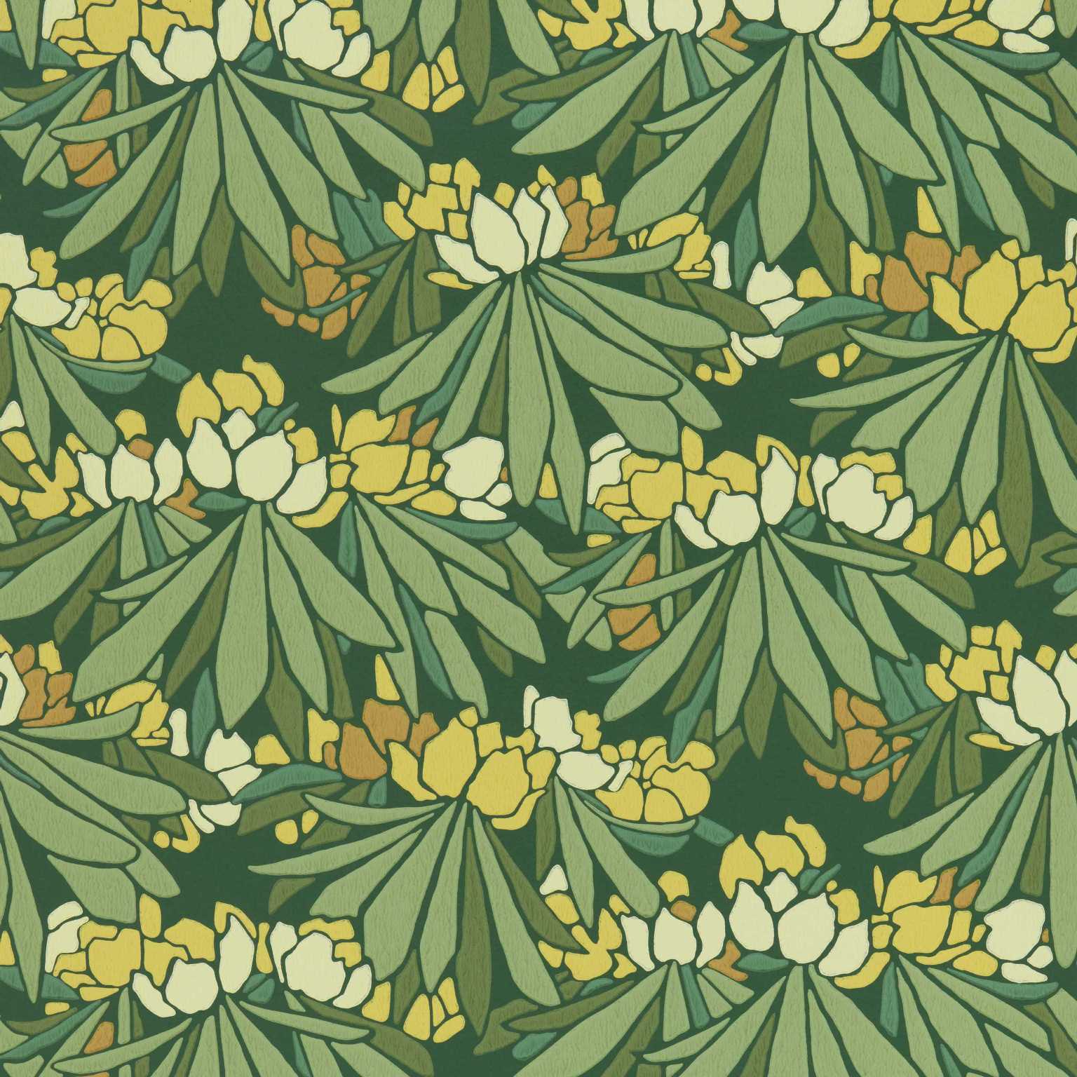 V&A Rhododendron - Yellow Wallpaper