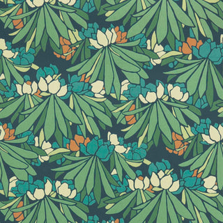 V&A Rhododendron - Forest Green Wallpaper