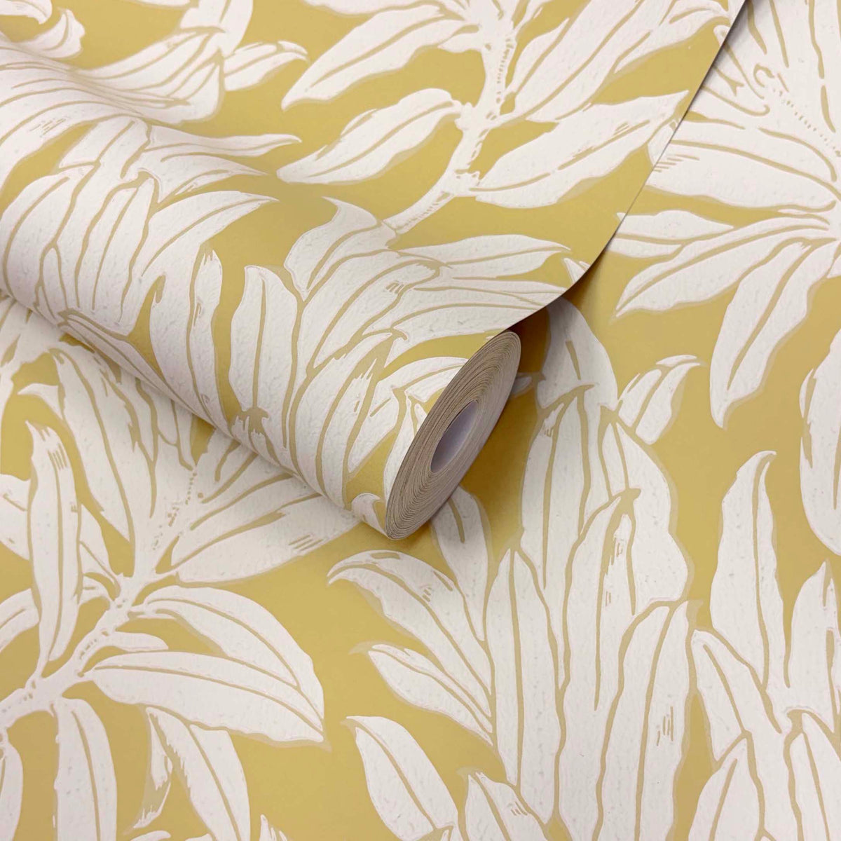 V&A Laurel Leaf - Ochre Yellow Wallpaper