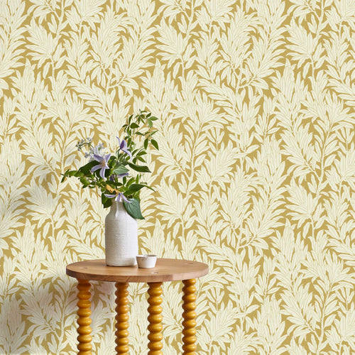 V&A Laurel Leaf - Ochre Yellow Wallpaper
