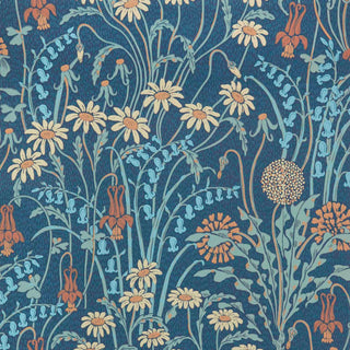 V&A Flower Meadow - Prussian Blue Wallpaper