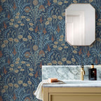 V&A Flower Meadow - Prussian Blue Wallpaper