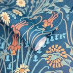 V&A Flower Meadow - Prussian Blue Wallpaper