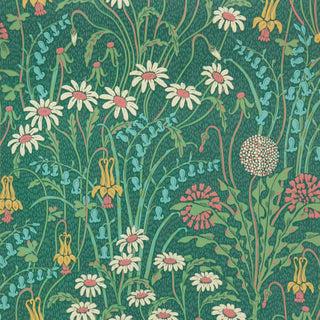 V&A Flower Meadow - Forest Green Wallpaper
