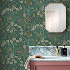 V&A Flower Meadow - Forest Green Wallpaper