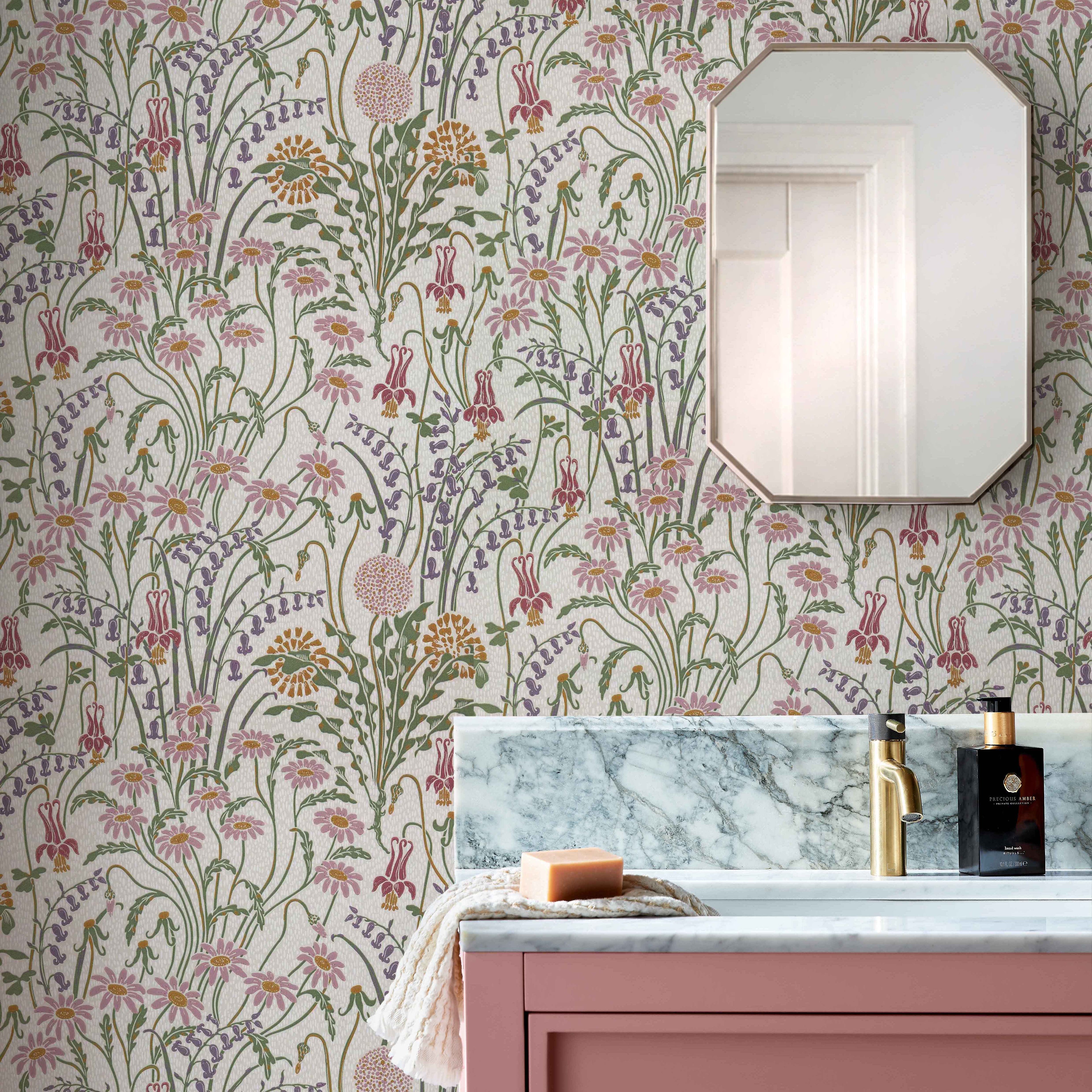 V&A Flower Meadow - Cream Wallpaper