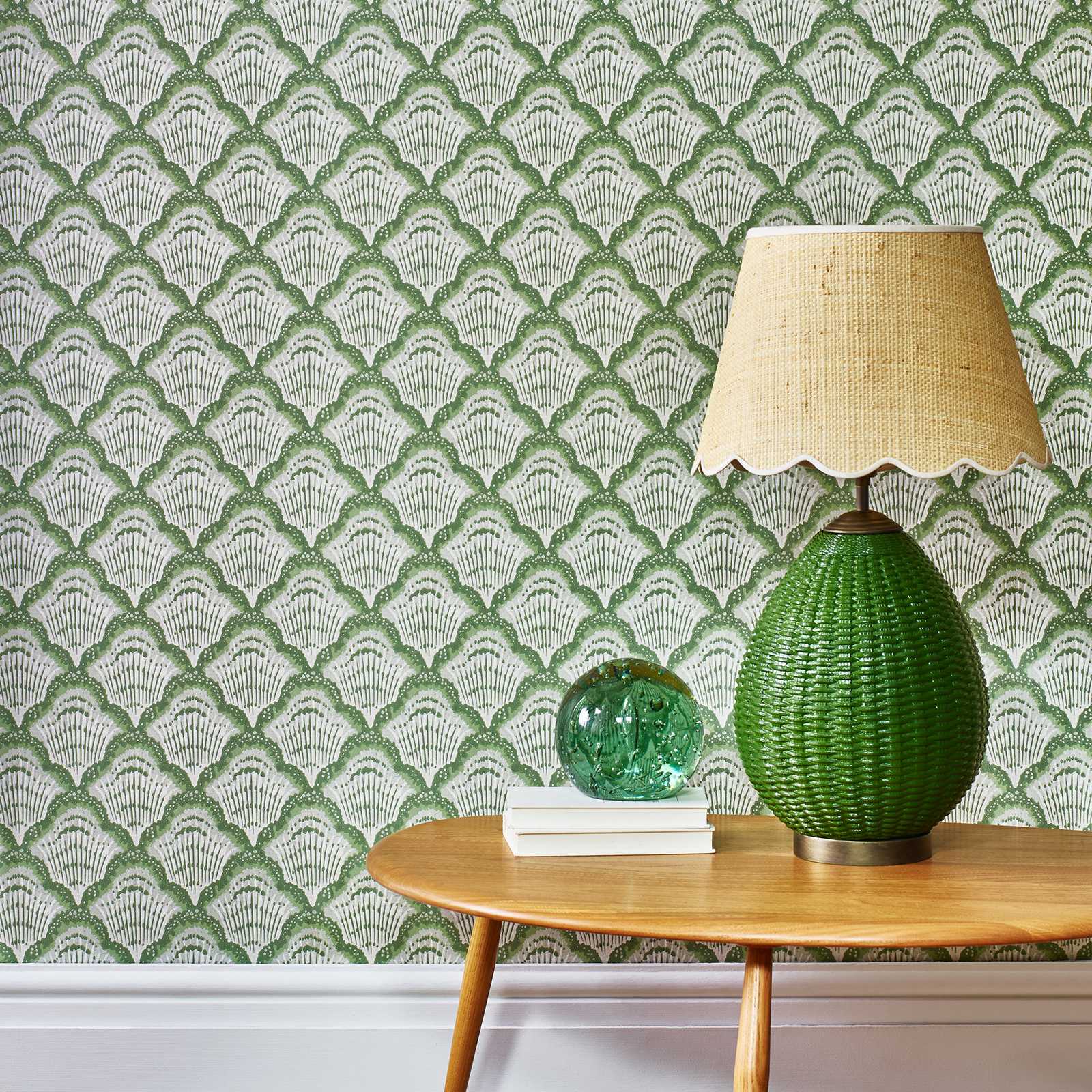 V&A Calico Shell - Verde Green Wallpaper