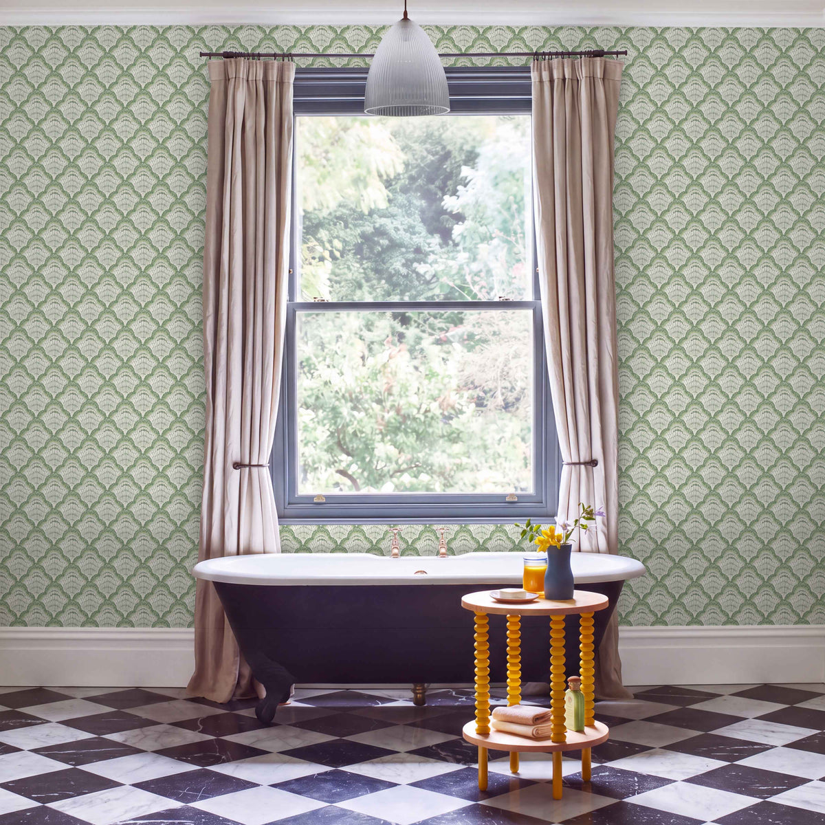 V&A Calico Shell - Verde Green Wallpaper