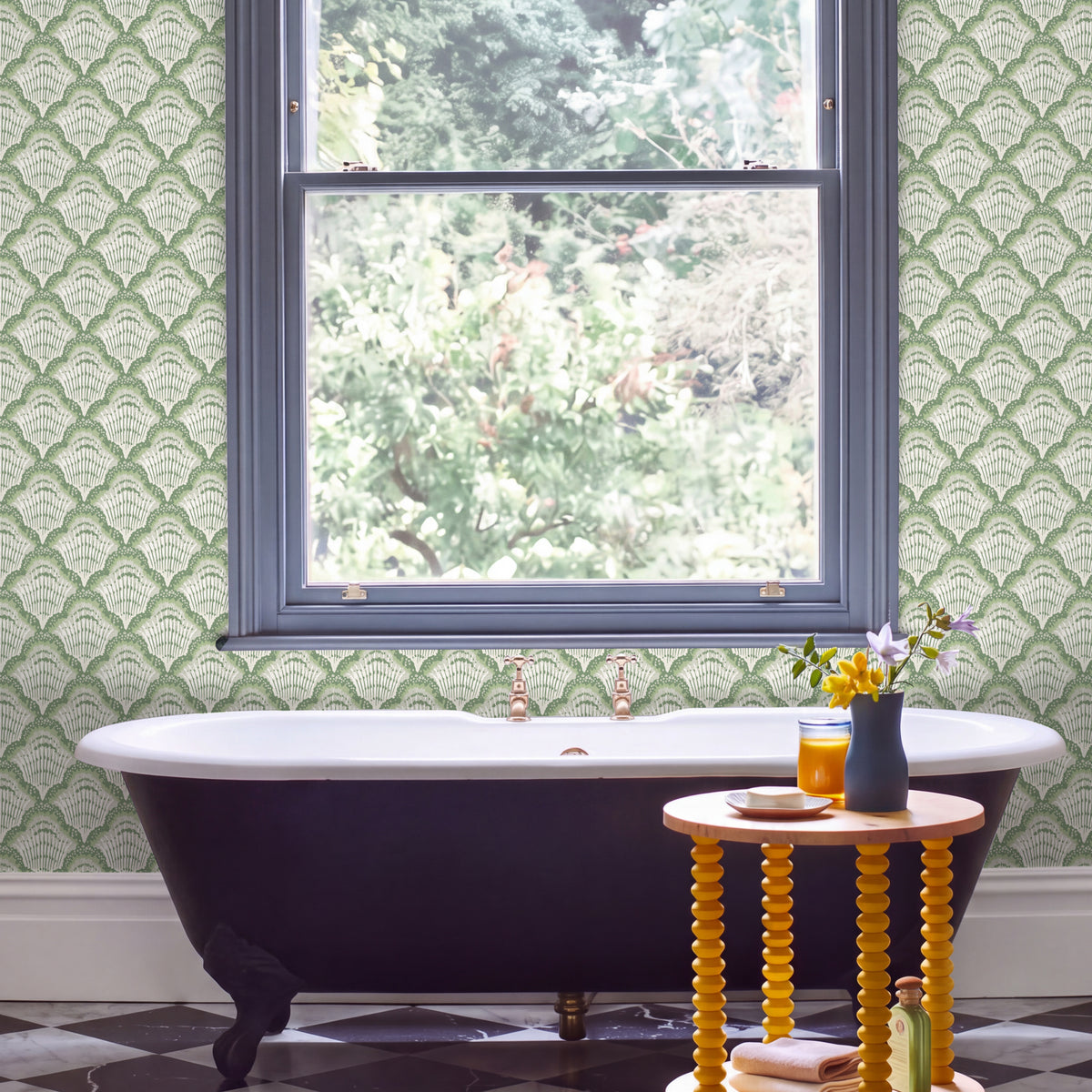 V&A Calico Shell - Verde Green Wallpaper
