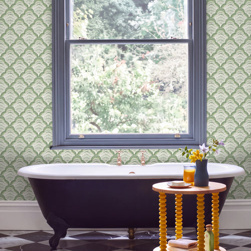 V&A Calico Shell - Verde Green Wallpaper