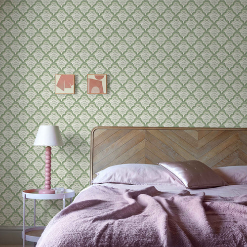 V&A Calico Shell - Verde Green Wallpaper