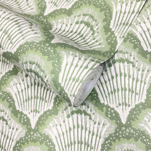 V&A Calico Shell - Verde Green Wallpaper