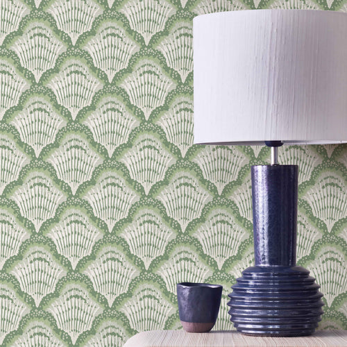 V&A Calico Shell - Verde Green Wallpaper