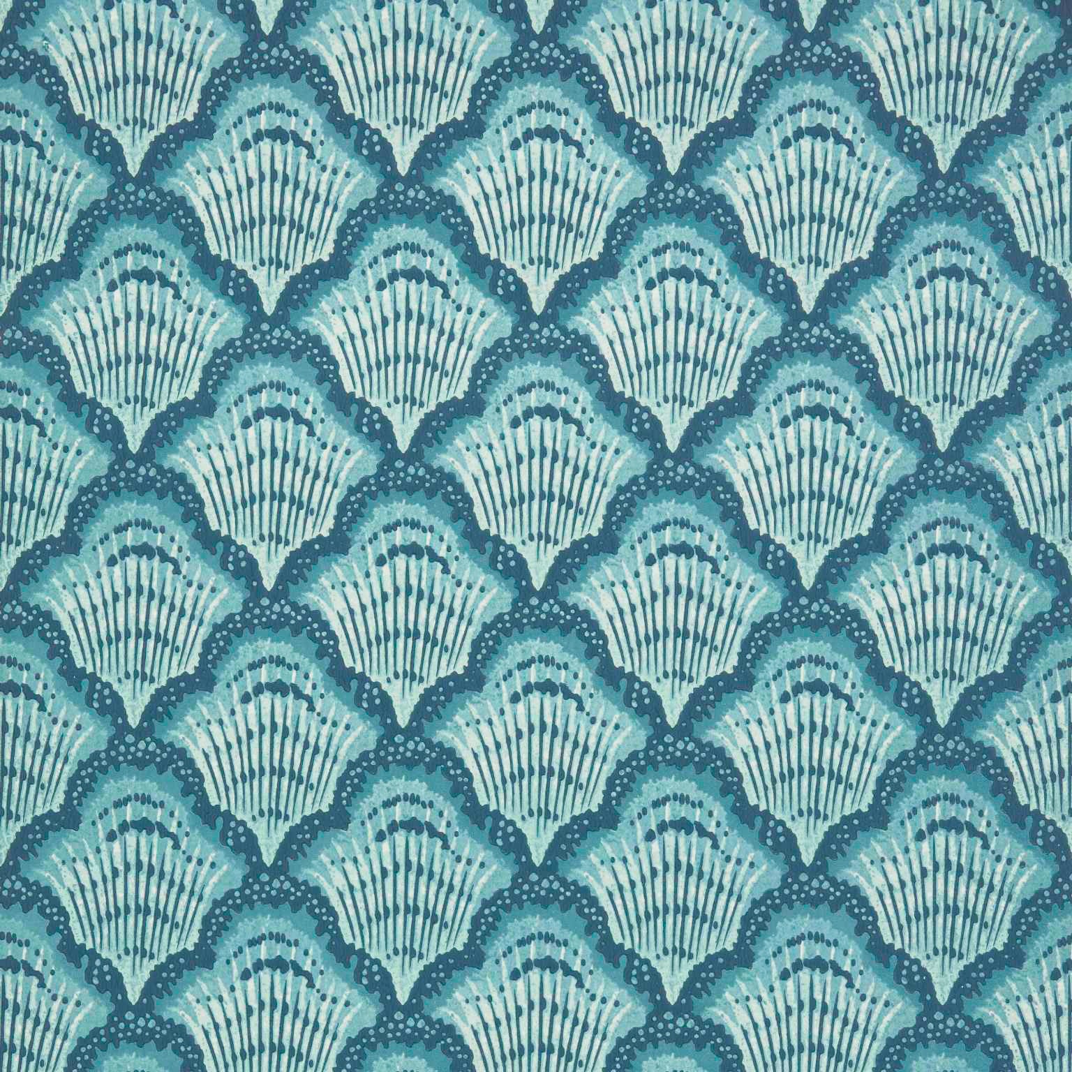 V&A Calico Shell - Aqua Wallpaper