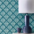 V&A Calico Shell - Aqua Wallpaper