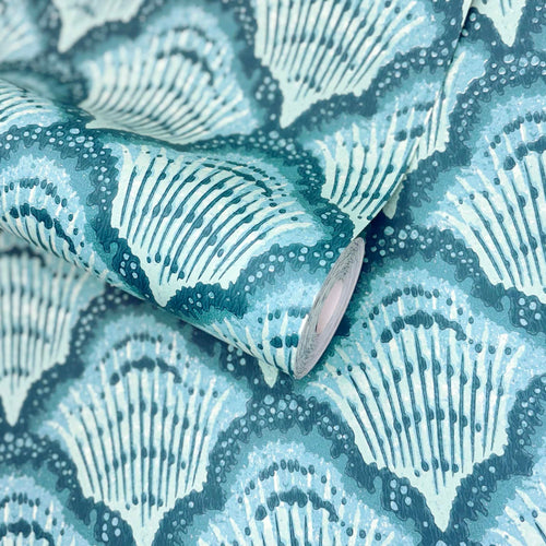 V&A Calico Shell - Aqua Wallpaper