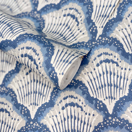 V&A Calico Shell - Colbalt Blue Wallpaper