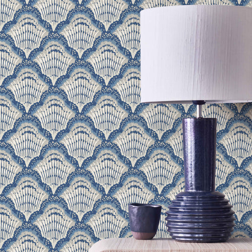 V&A Calico Shell - Colbalt Blue Wallpaper