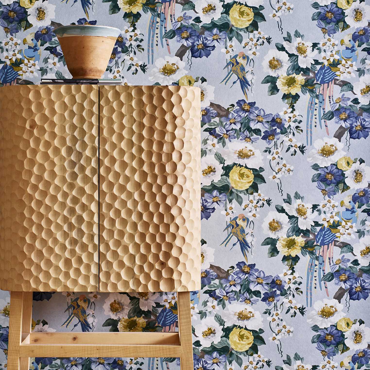 V&A Floral Serenade - Sky Blue Wallpaper
