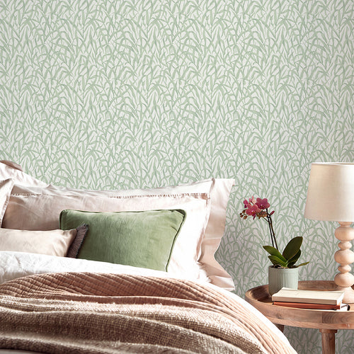 V&A Ornamental Grasses - Sage Green Wallpaper