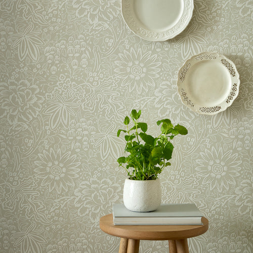 V&A Peony Garden - Natural Wallpaper