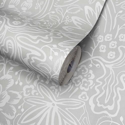 V&A Peony Garden - Pewter Grey Wallpaper